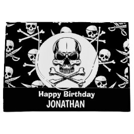 Sacola Para Presentes Grande Tema Pirata - Ossos do Prato Adulto