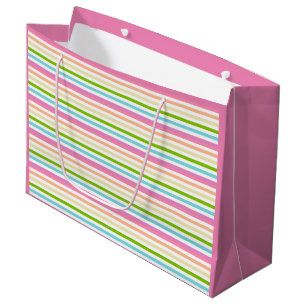 Sacola Para Presentes Grande Tendência Colorida Stripes Modelo cor-de-rosa azul