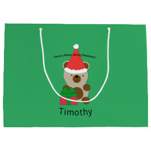 Sacola Para Presentes Grande Tenha um urso de Natal feliz