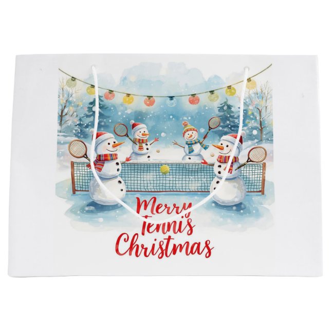 Sacola Para Presentes Grande Tennis Christmas  Festive Snowman  (Frente)