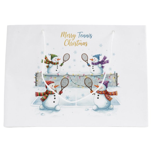 Sacola Para Presentes Grande Tennis Christmas  Festive Snowman  (Frente)