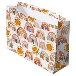 Sacola Para Presentes Grande Terra Moderna Boho Rainbow e Sun