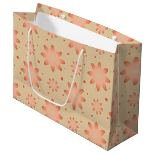 Sacola Para Presentes Grande Terracotta laranja e areia bege delicada margarida