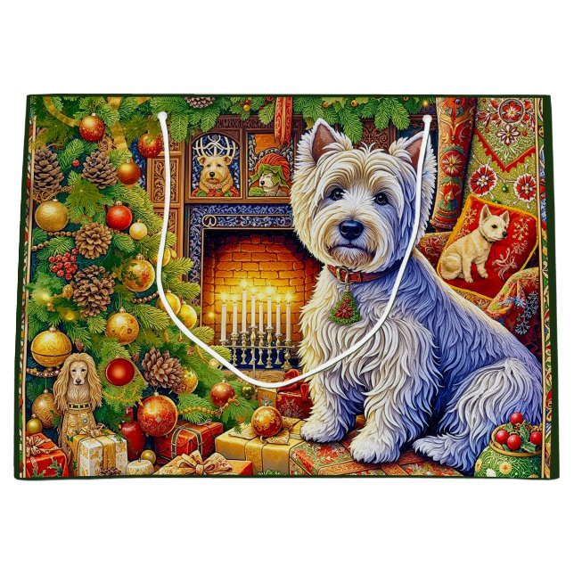 Sacola Para Presentes Grande Terrier do West Highland  (Frente)