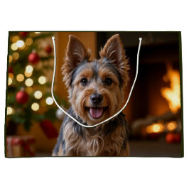 Sacola Para Presentes Grande Terrier Holiday australiano