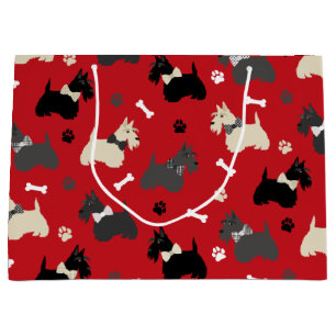 Sacola Para Presentes Grande Terrier Paws e Bones Red