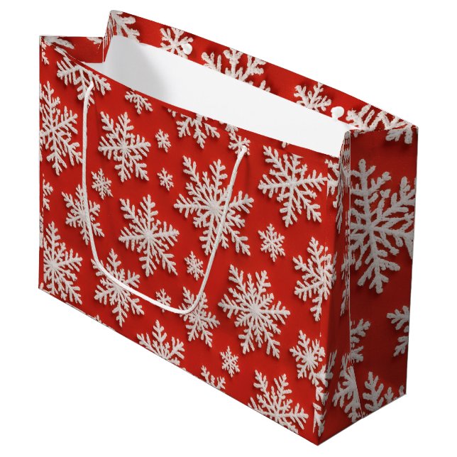 Sacola Para Presentes Grande Tesouro de Floco de Neve (Frente inclinada)