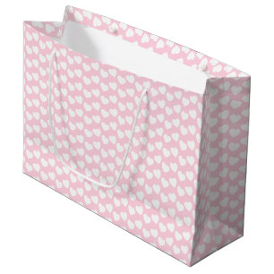 Sacola Para Presentes Grande Teste padrão branco do coração na luz - grande