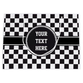 Sacola Para Presentes Grande Teste padrão das corridas de carros/xadrez + seu