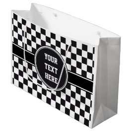 Sacola Para Presentes Grande Teste padrão das corridas de carros/xadrez + seu
