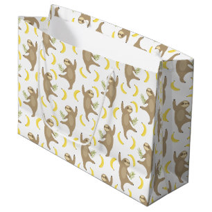 Sacola Para Presentes Grande Teste padrão das preguiças & das bananas