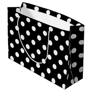 Sacola Para Presentes Grande Teste padrão de bolinhas preto e branco