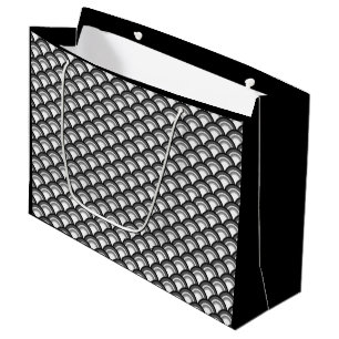 Sacola Para Presentes Grande Teste padrão de onda do art deco - preto e branco