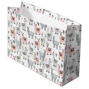 Sacola Para Presentes Grande Teste padrão de sorriso dos lamas