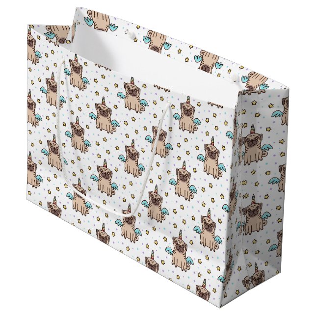 Sacola Para Presentes Grande Teste padrão de Unipug (Frente inclinada)