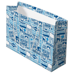 Sacola Para Presentes Grande Teste padrão dental azul da clínica
