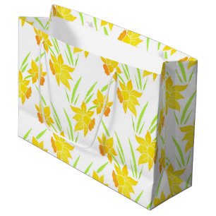 Sacola Para Presentes Grande Teste padrão dos Daffodils da aguarela