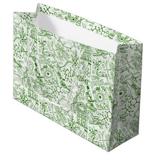 Sacola Para Presentes Grande Teste padrão verde da biologia