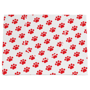 Sacola Para Presentes Grande Teste padrão vermelho do impressão da pata