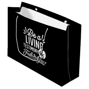 Sacola Para Presentes Grande Testemunho de Vida Espiritual Citação de Fé e Graç