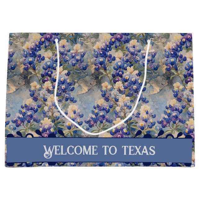 Sacola Para Presentes Grande Texas Bluebonnets Comemorativas, (Frente)