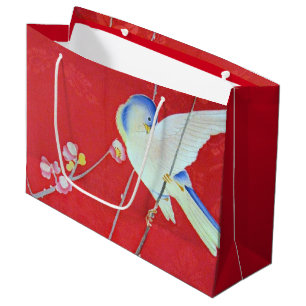 Sacola Para Presentes Grande Têxtil KIMONO Japonês, Bluebird