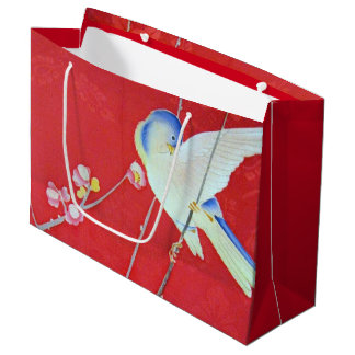 Sacola Para Presentes Grande Têxtil KIMONO Japonês, Bluebird