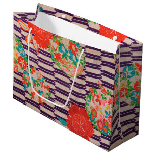 Sacola Para Presentes Grande Têxtil KIMONO Japonês, Flor