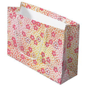 Sacola Para Presentes Grande Têxtil KIMONO Japonês, Padrão de Blossomas de Cere