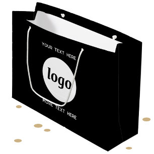 Sacola Para Presentes Grande Texto do logotipo simples Marcas comerciais Pretas