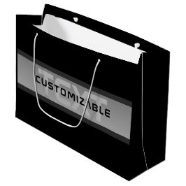 Sacola Para Presentes Grande Texto em Camadas Personalizável Moderno | Preto e