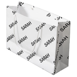 Sacola Para Presentes Grande Texto Repetitivo Personalizável Moderno Branco e P