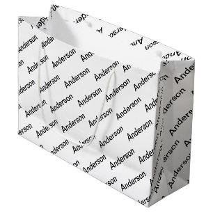 Sacola Para Presentes Grande Texto Repetitivo Personalizável Moderno Branco e P
