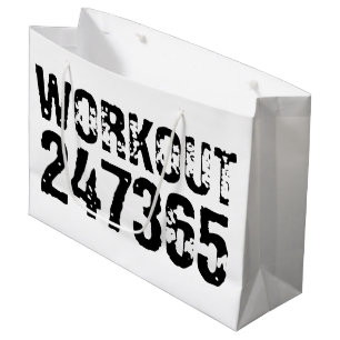 Sacola Para Presentes Grande Texto vestido e arranhado Workout 247365 preto