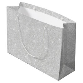 Sacola Para Presentes Grande Textura Brilhante Branca de Têxtil