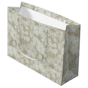 Sacola Para Presentes Grande Textura Cremosa de Veludo Floral Margarida