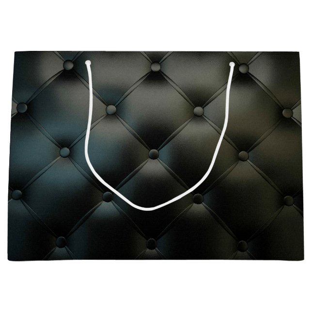 Sacola Para Presentes Grande Textura de couro preta lindo (Frente)