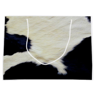 Sacola Para Presentes Grande Textura de pele de vaca em preto e branco Personal