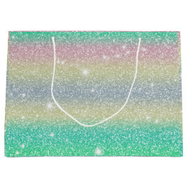 Sacola Para Presentes Grande Textura de Unicórnio Brilhante 