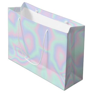 Sacola Para Presentes Grande Textura holográfica líquida falsa