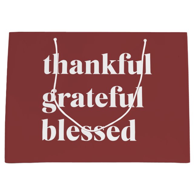 Sacola Para Presentes Grande Thankful Grateful Blessed (Frente)