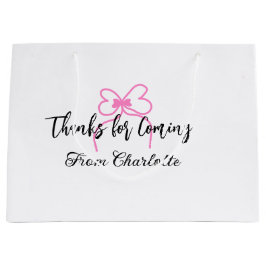 Sacola Para Presentes Grande thanks for coming add name text message pink bow f