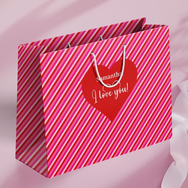 Sacola Para Presentes Grande Thoughtful Valentine Gift Bag With I Love You Text (Thoughtful Valentine Gift Bag With I Love You Text)