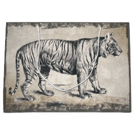 Sacola Para Presentes Grande Tiger Vintage Wildlife Grunge Decorative