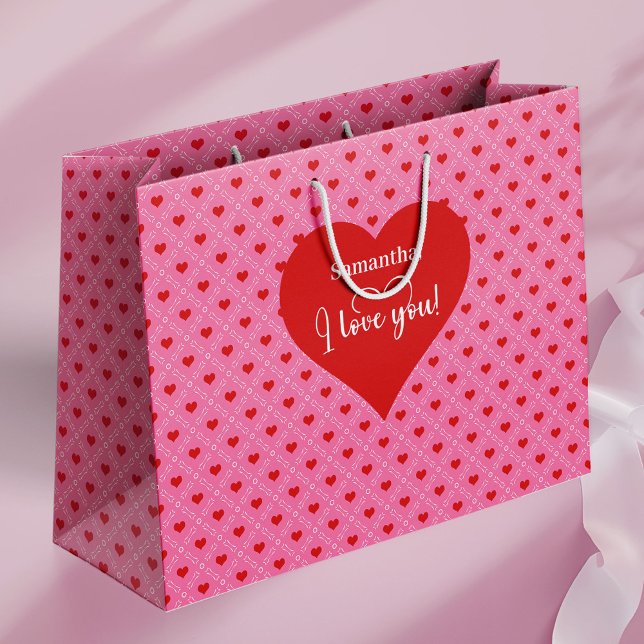 Sacola Para Presentes Grande Timeless Love Hearts I Love You Personalized Gift  (Timeless Love Hearts I Love You Personalized Gift Bag)