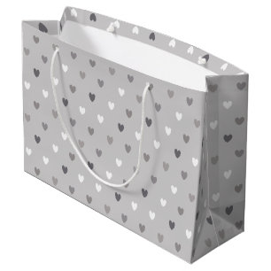 Sacola Para Presentes Grande Tiny polka coração em tons de cinza