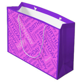 Sacola Para Presentes Grande Típico roxo, rosa, de aniversário, personalizado