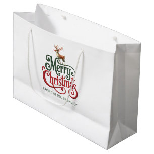 Sacola Para Presentes Grande Tipografia Gótica Feliz De Natal Com Cérebro