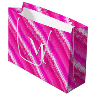 Sacola Para Presentes Grande Tiras de vidro fosco - rosa e fuchsia
