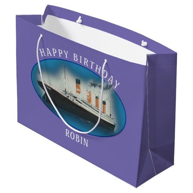 Sacola Para Presentes Grande Titanis Birthday RMS White Star Line Ship (Verso inclinado)